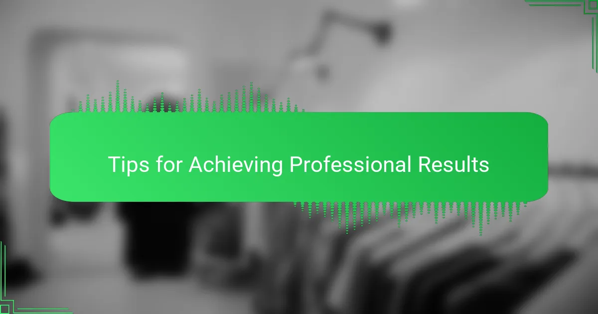 Tips for Achieving Professional Results