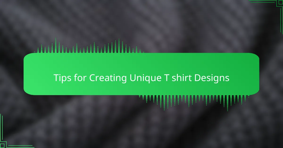 Tips for Creating Unique T shirt Designs