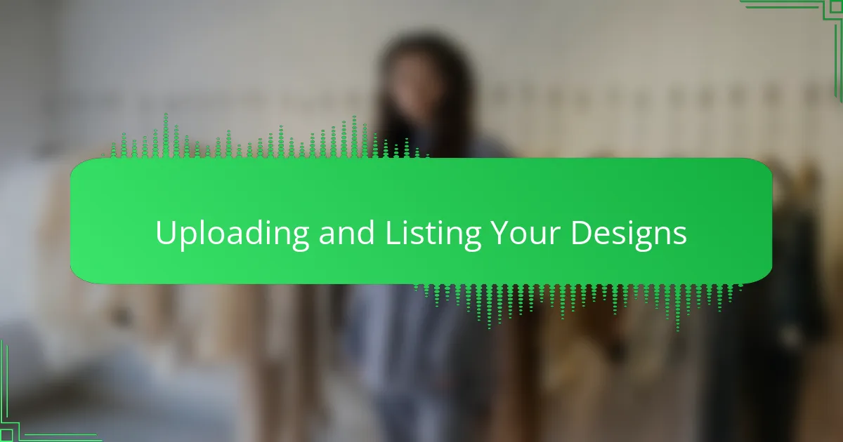 Uploading and Listing Your Designs