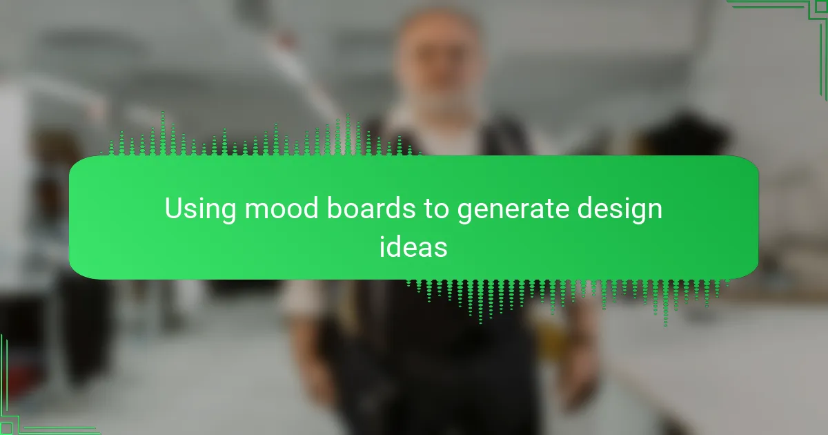 Using mood boards to generate design ideas